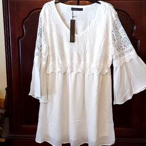 NWT Creamy White Lace Overlay Dress XXL